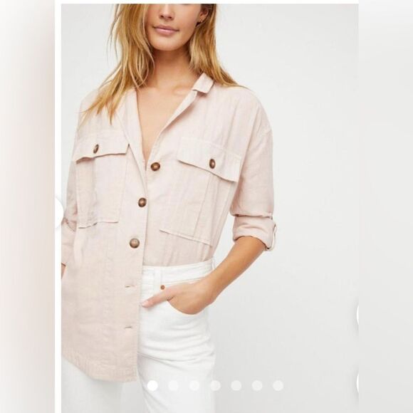 Free People Sunshine in my Pocket Utility Style Button Down Size M - Picture 1 of 14